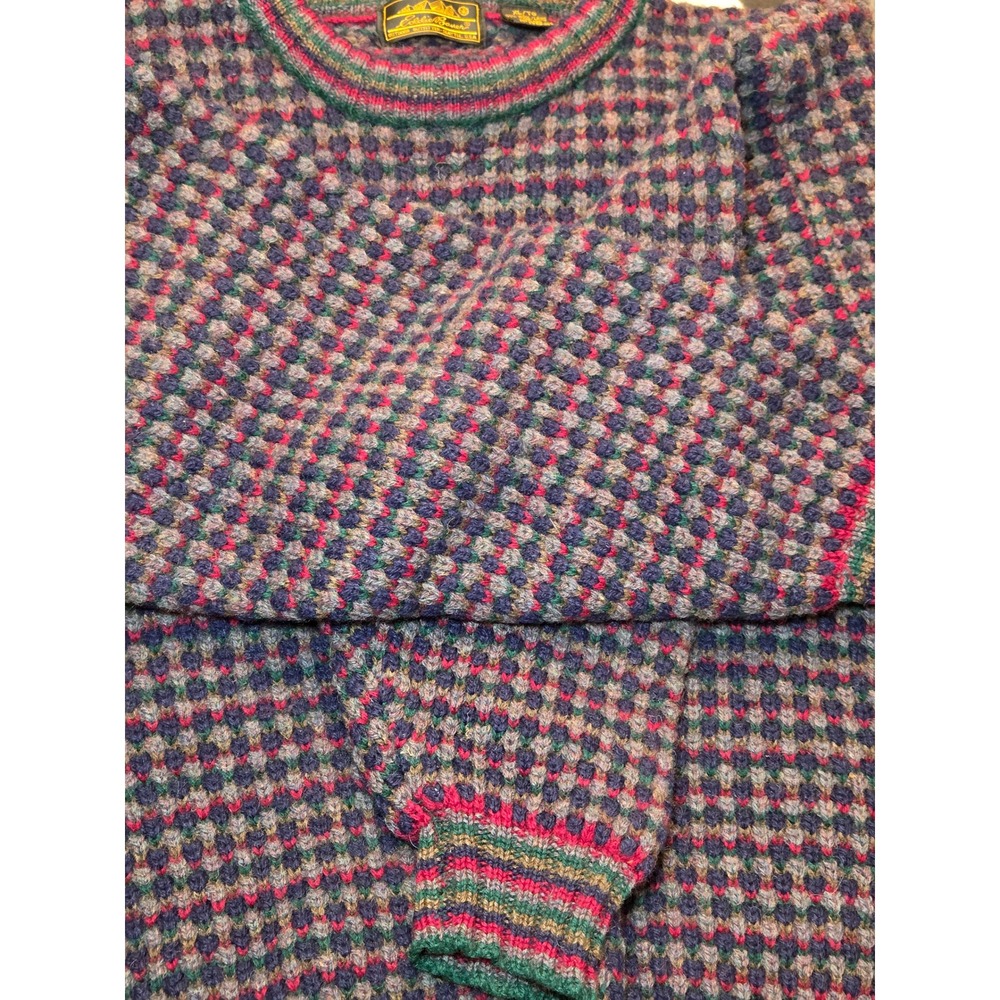 Eddie Bauer Vintage Shetland Wool Sweater Men XL Multicolor Knit Crewneck Greece - Picture 8 of 8